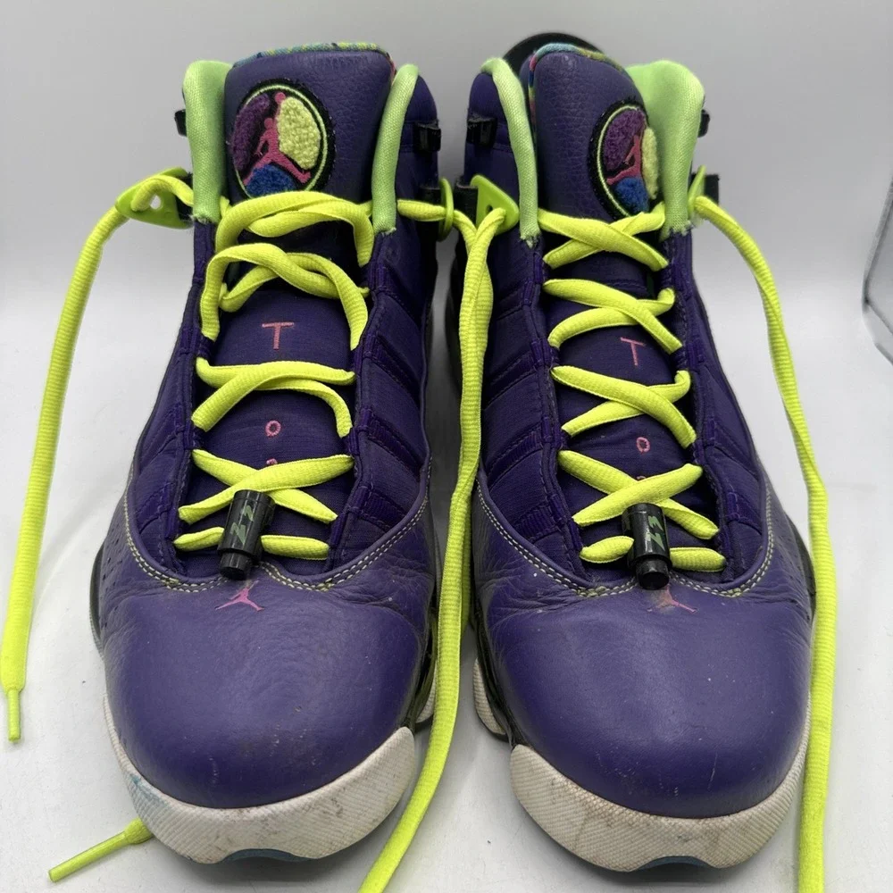 Nike Air Jordan 6 Rings Bel Air Shoes Purple on Green W/Lace Toggles Size 12